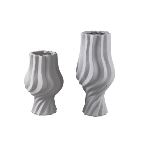 Clair Taupe Ceramic Matt Glazed Swirl Pot On FootL