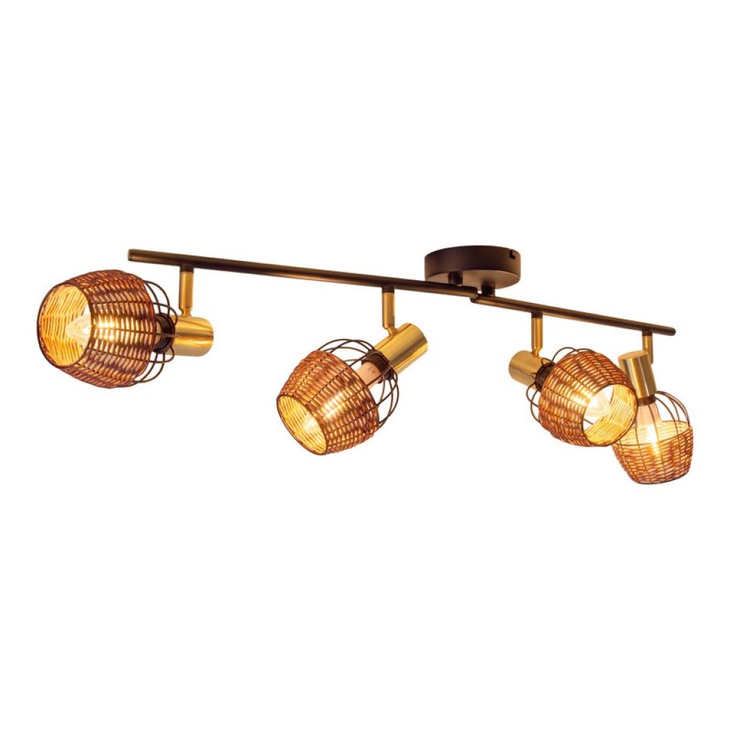 4 ceiling lamp "Corbis", metal spot in black, and gold, with E14 socket, for dining room, living room, hallway or office, ceiling lamp inside, 78 cm long