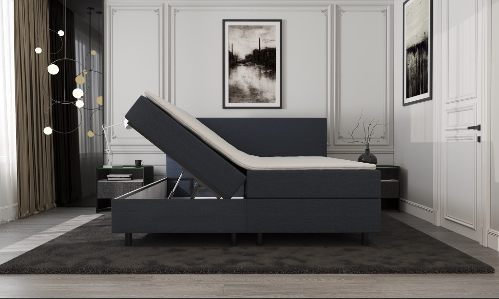 Mörgenn Opberg Boxspring Donkerblauw 180x210