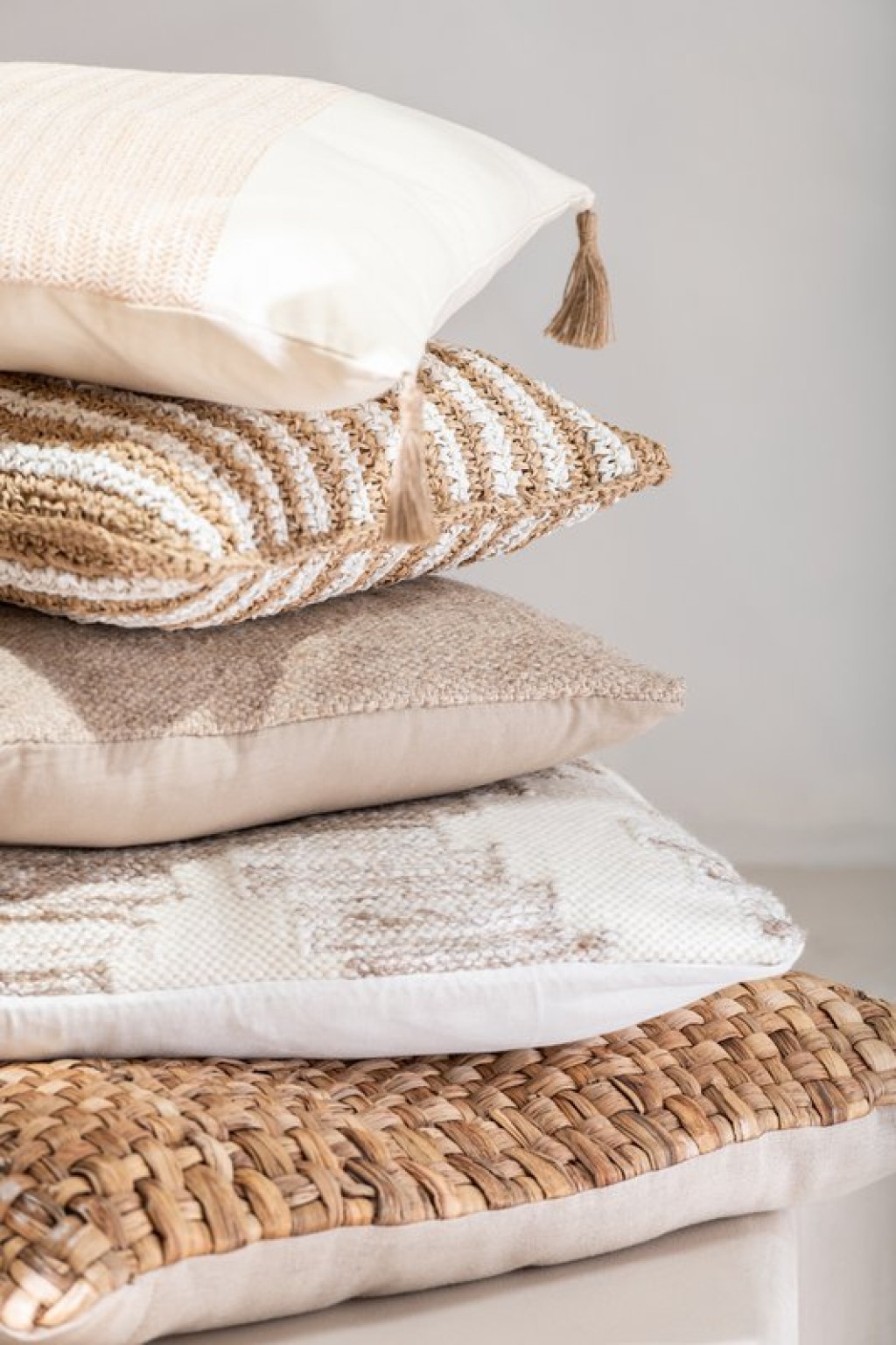 J-Line cushion Square 1 Side - wicker/textile - natural - large