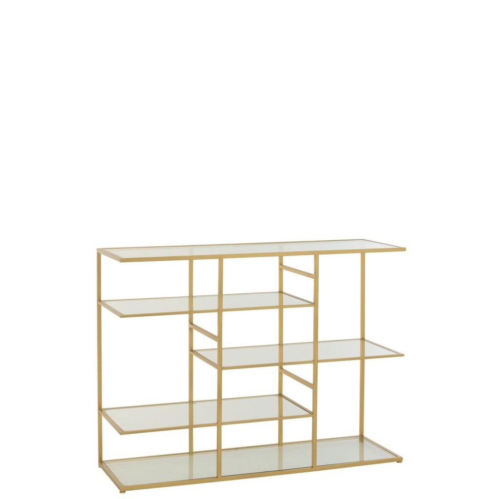 J-Line Console Ijzer/Glas Goudkleurig