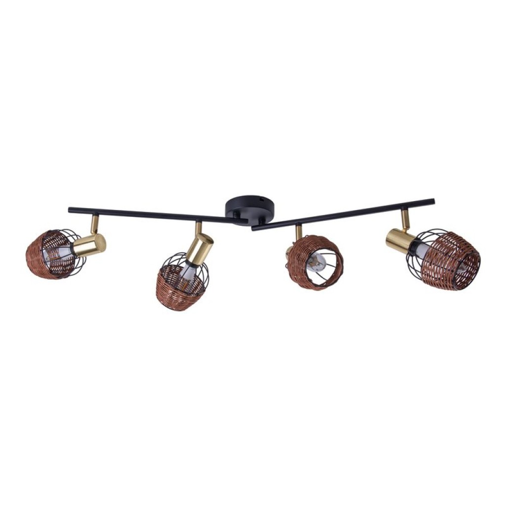 4 ceiling lamp "Corbis", metal spot in black, and gold, with E14 socket, for dining room, living room, hallway or office, ceiling lamp inside, 78 cm long