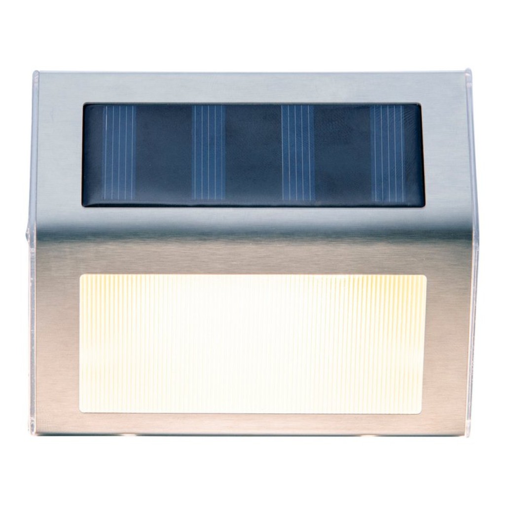 4 Set LED solar outer light, for outside, wall lamp-metal and plastic in steel-blank, with integrated LED