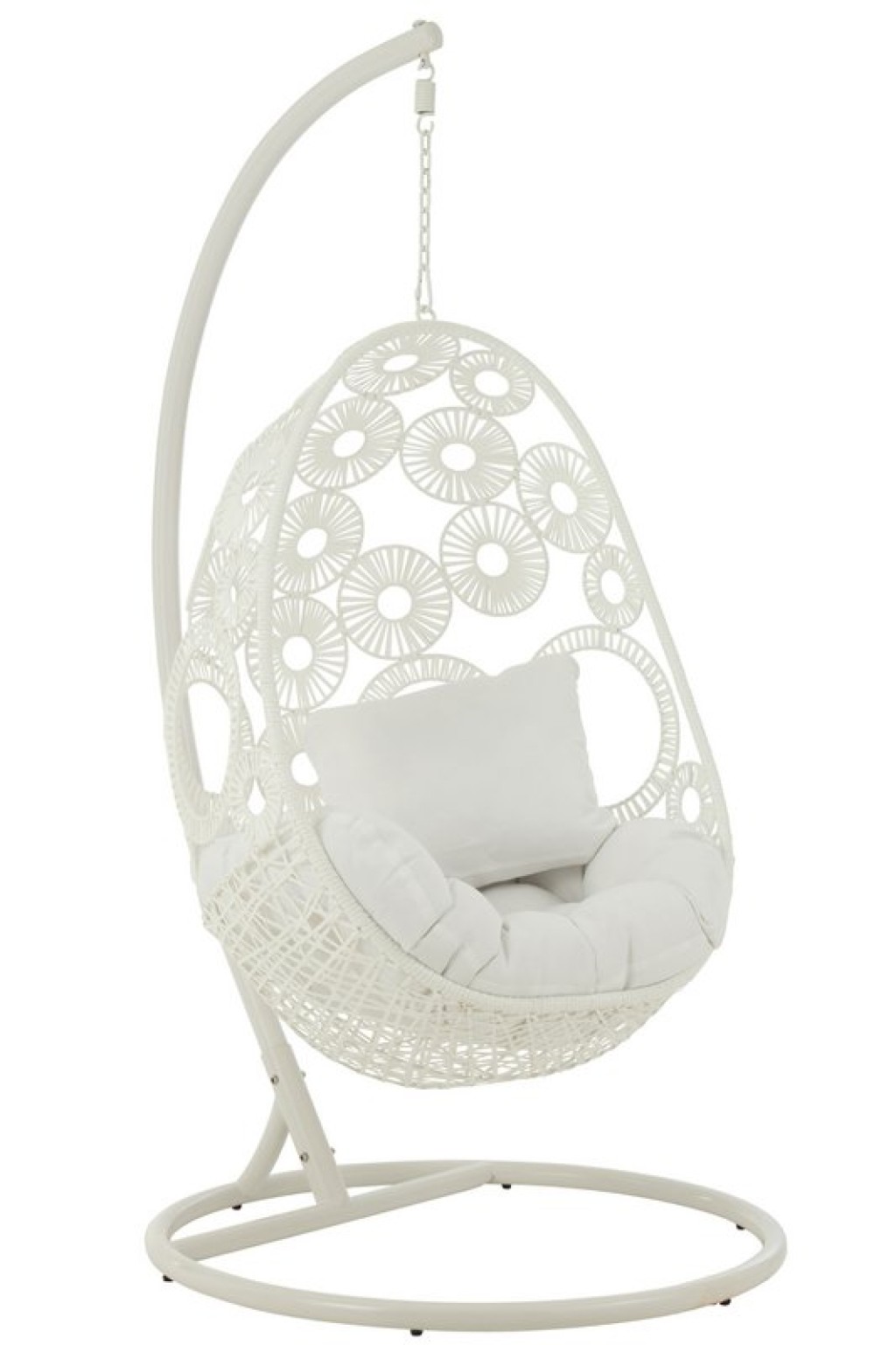 J-Line Hanging Chair + Cushions Bula Metal/Cane White