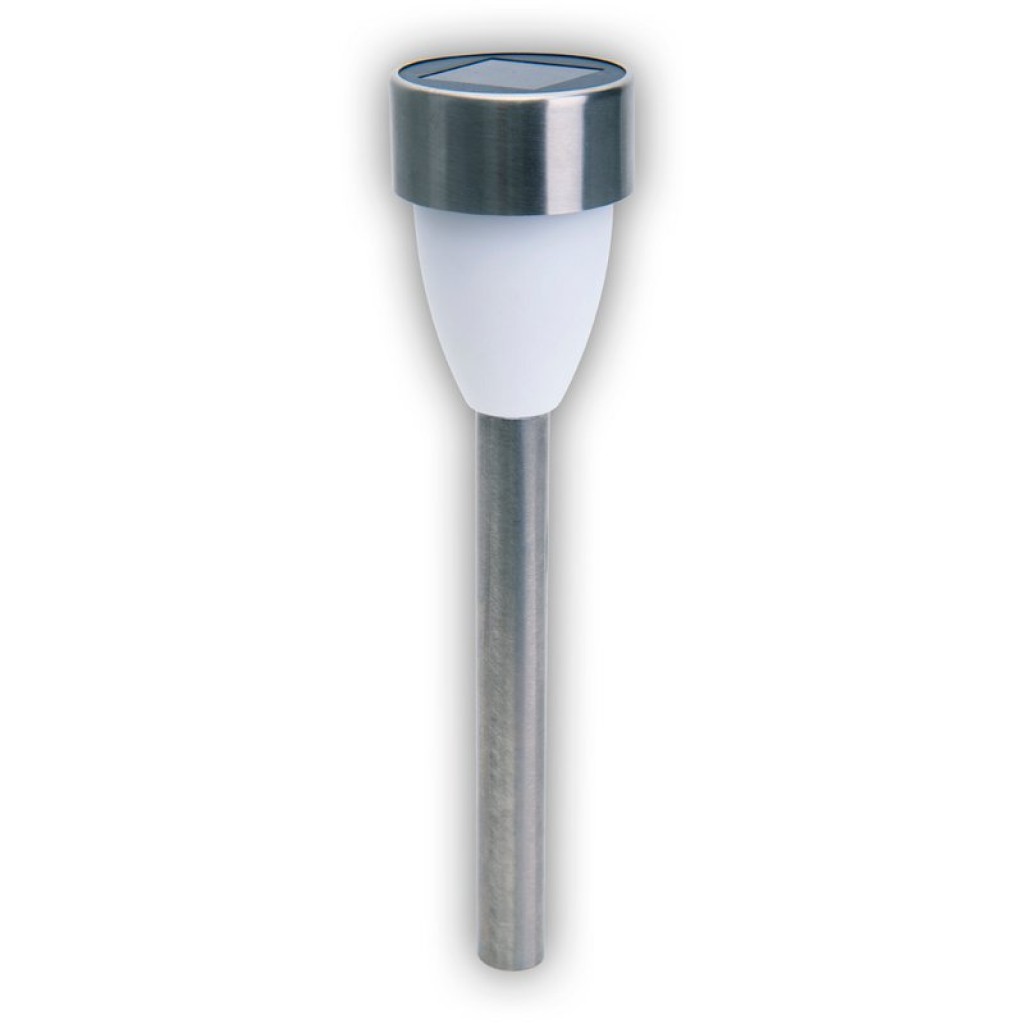 6 Set LED solar outer light with earth skewer made of stainless steel-colored metal and plastic, with integrated LED