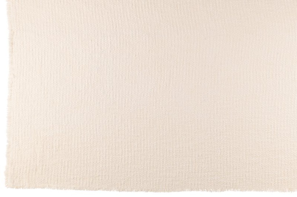 J-Line Plaid frayed edges - cotton/polyester - white - 180 x 130 cm