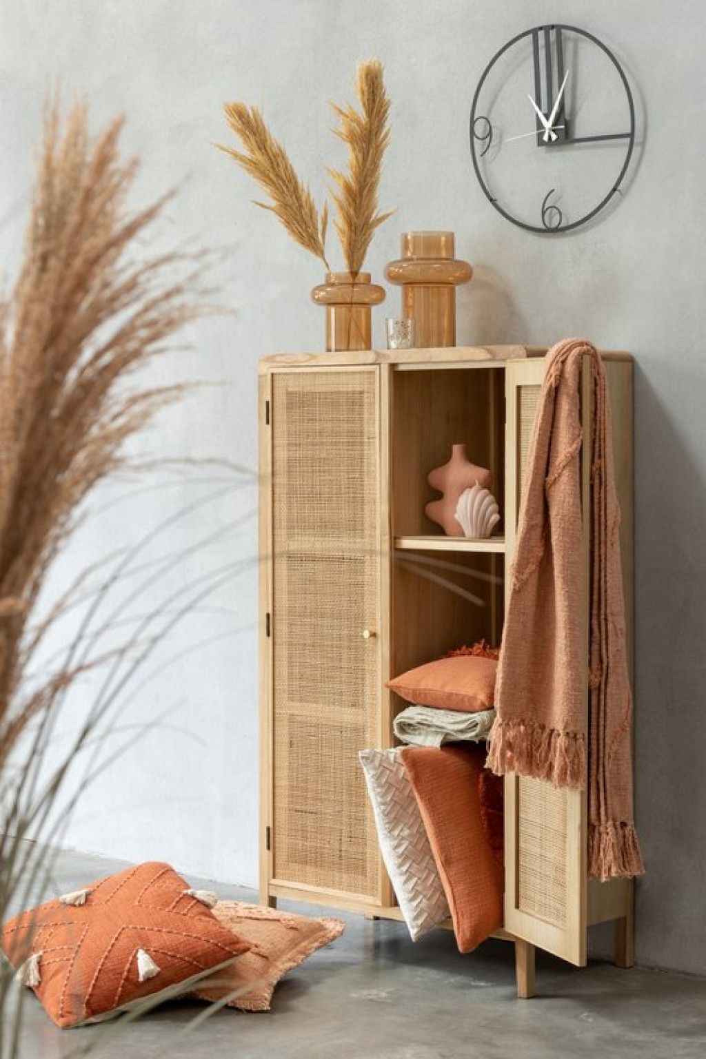 J-Line Plaid - katoen - zalm - 190 x 56 cm