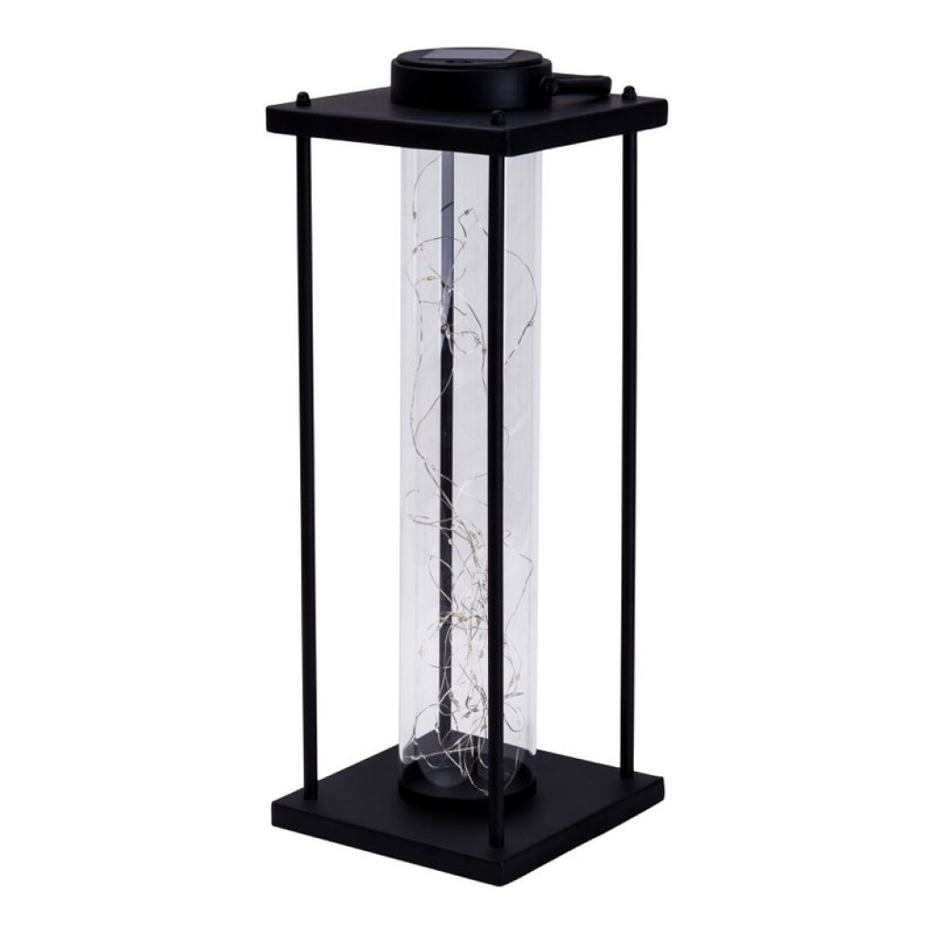 LED solar light "Fairylight" for terrace and balcony, made of black metal and glass, firmly built -in LEDs, decoration lamp for outside 51.5 cm high