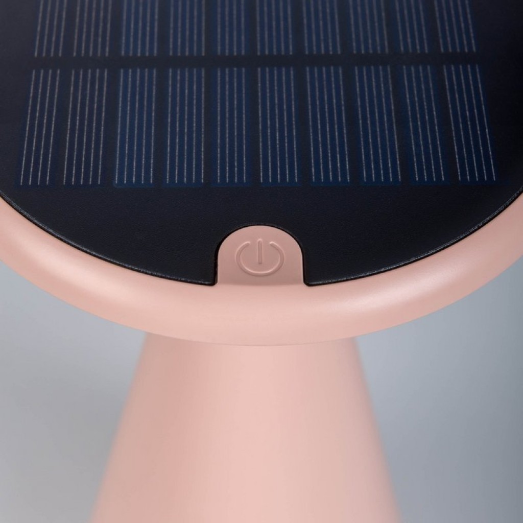 Solar battery table lamp "Palu" for outside and inside, made of plastic in pink, 20 cm high