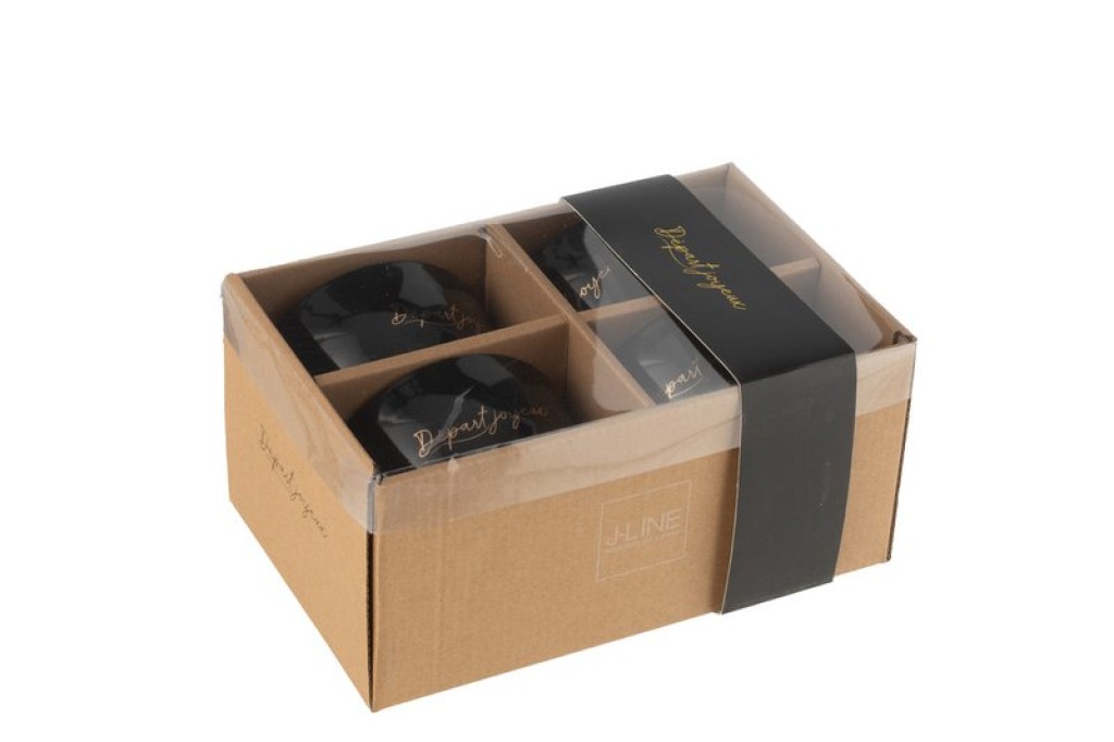 J-Line Départ Joyeux bowl - porcelain - black/gold - S - 4x