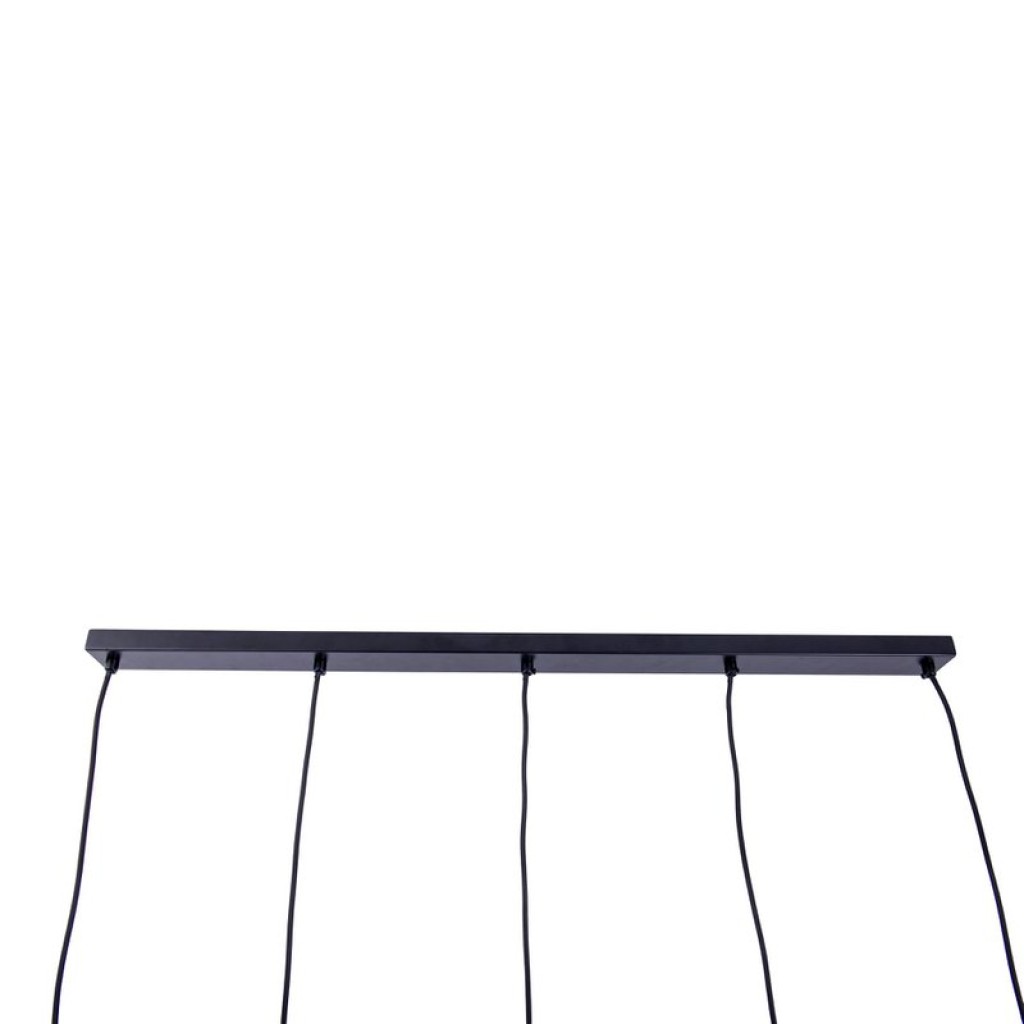 5er Pendelleuchte "FORO" Retro Pendellampe aus Metall in Schwarz, und Gold mit E27-Fassungen, 96 cm lang. Stilvolle Beleuchtung für Wohnzimmer, Esszimmer oder Küche.