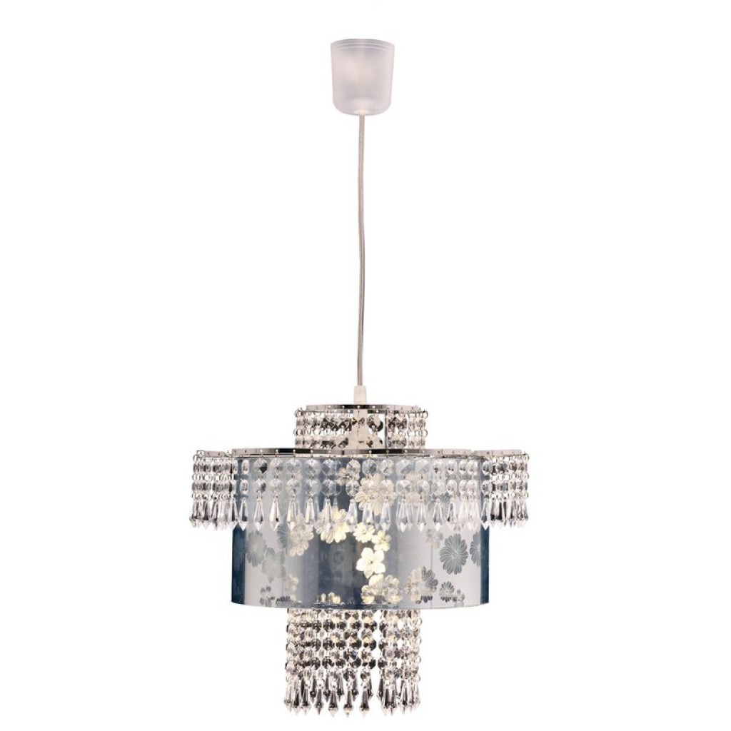 Acrylic pendant lamp "Fancy" of modern chandeliers made of metal and plastic in chrome, with E27 version and an Øvon 32 cm