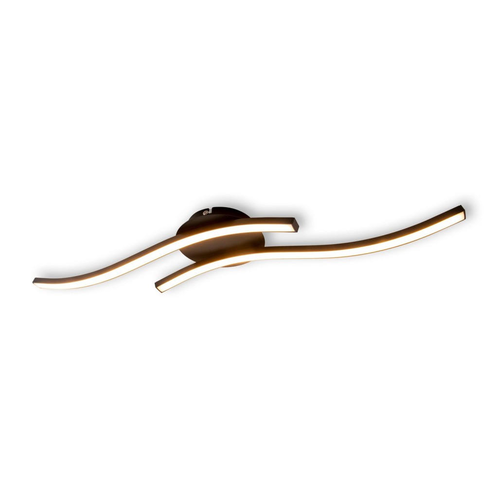 LED-wand/plafondlamp "Onda", plafondlamp gemaakt van metaal en plastic in zwart, met stevig ingebouwde LED's, verlichting voor woonkamer, eetkamer of kantoor 65 cm lang