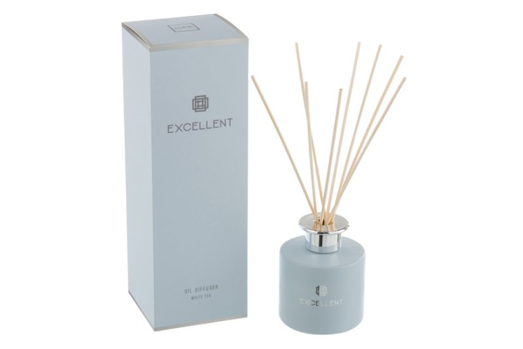 J-Line fragrance oil + sticks Excellent – White Tea – glass – light blue