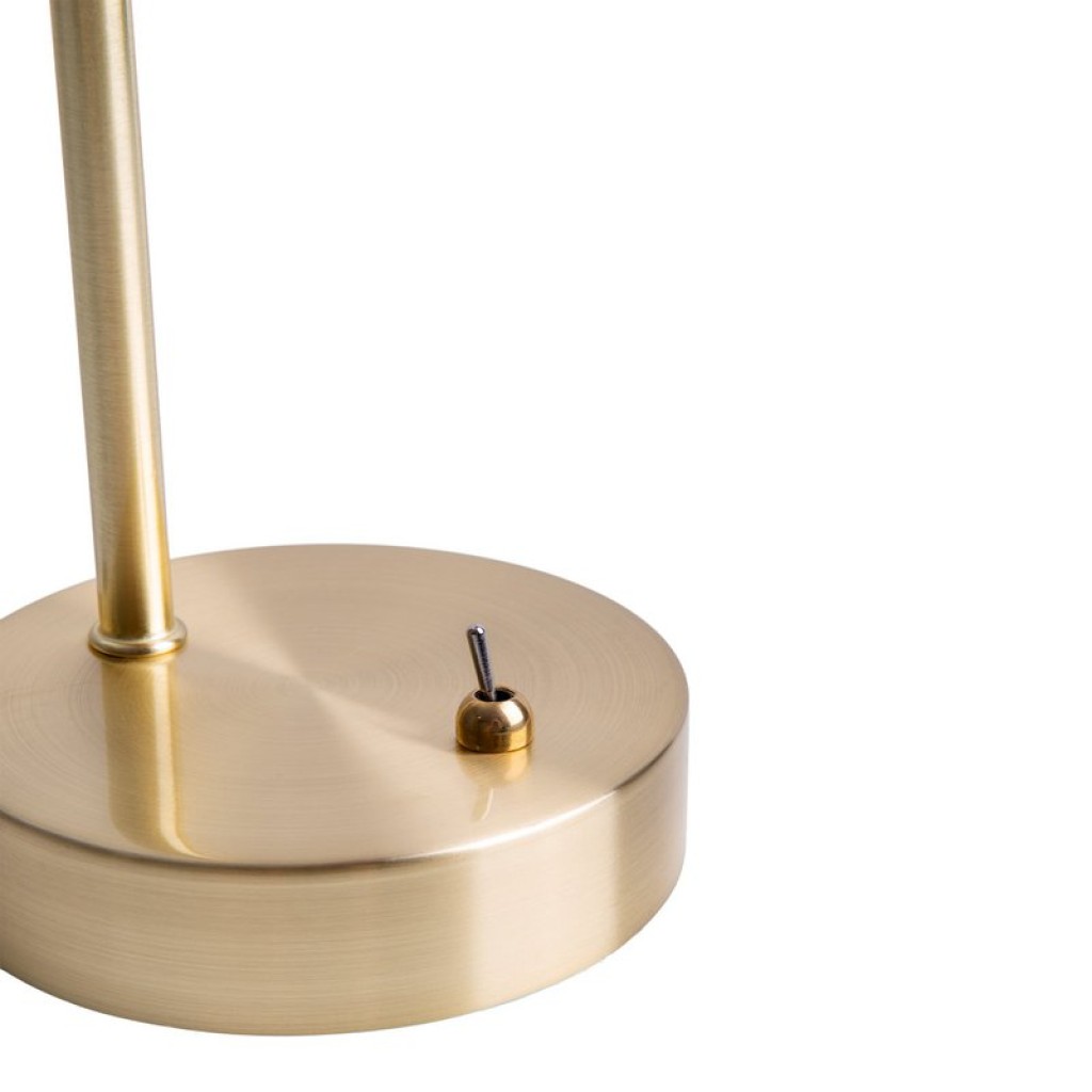 Tischleuchte "LIBBY", klassische Tischlampe aus messingfarbenem Metall und getöntem Glas in Amber, mit E14-Fassung, für Esszimmer, Wohnzimmer, Diele oder Büro, 34 cm hoch