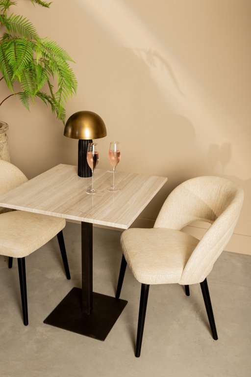 Plaza Bistrotable Square White Marble Taupe Base