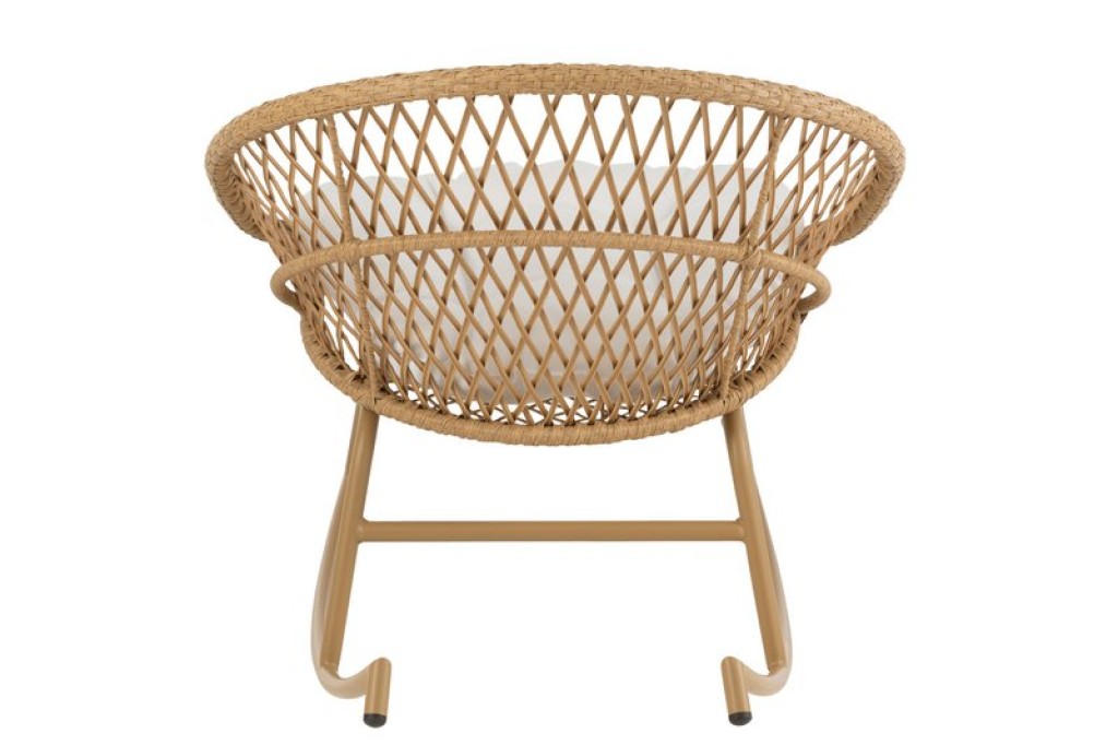 J-Line rocking chair + cushion Zayo - metal/wicker - beige