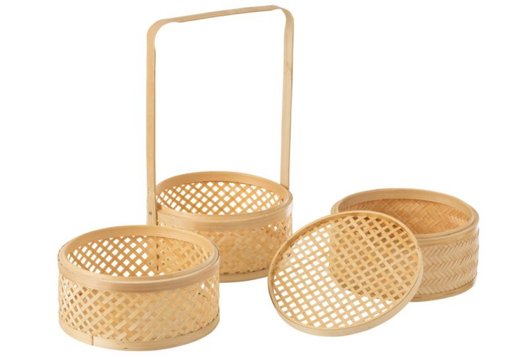 J-Line storage basket 3 compartments - bamboo - natural