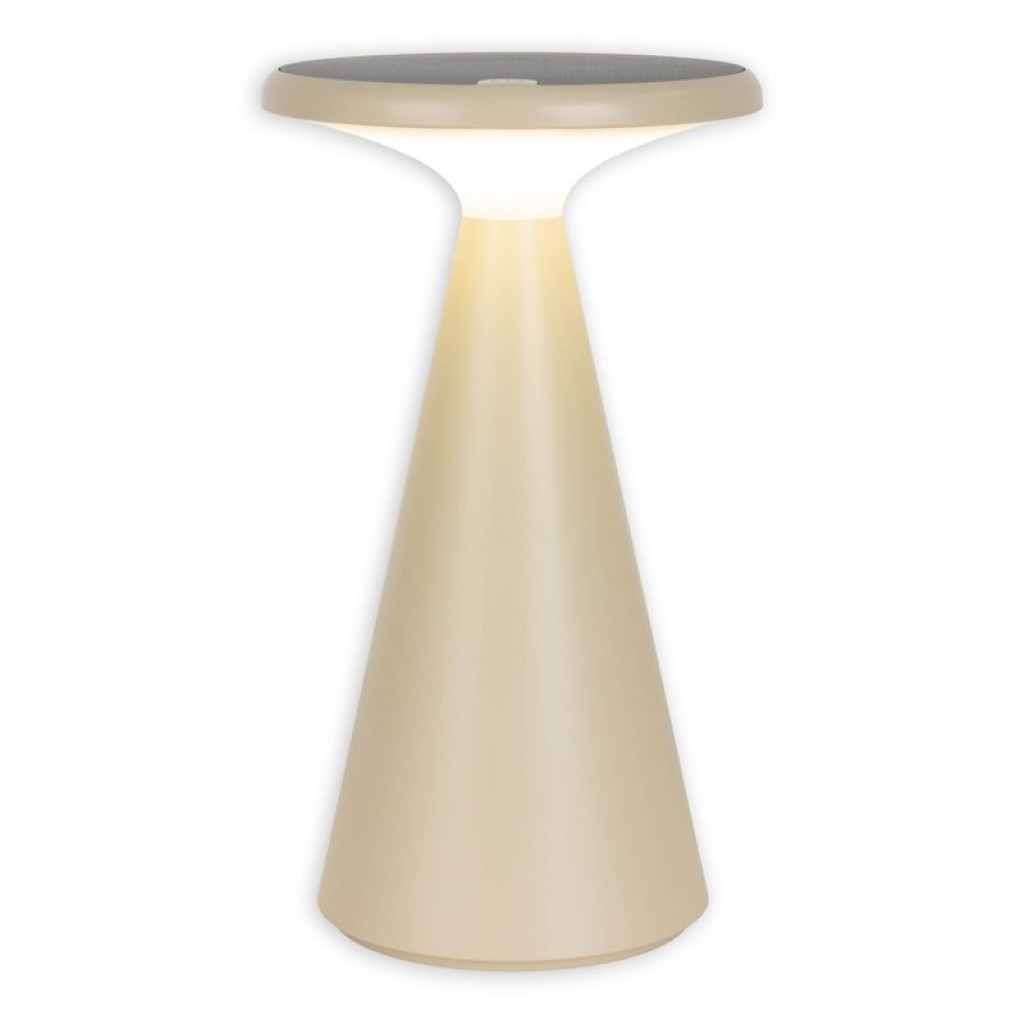 Solar battery table lamp "Palu" for outside and inside, made of plastic in beige, 20 cm high
