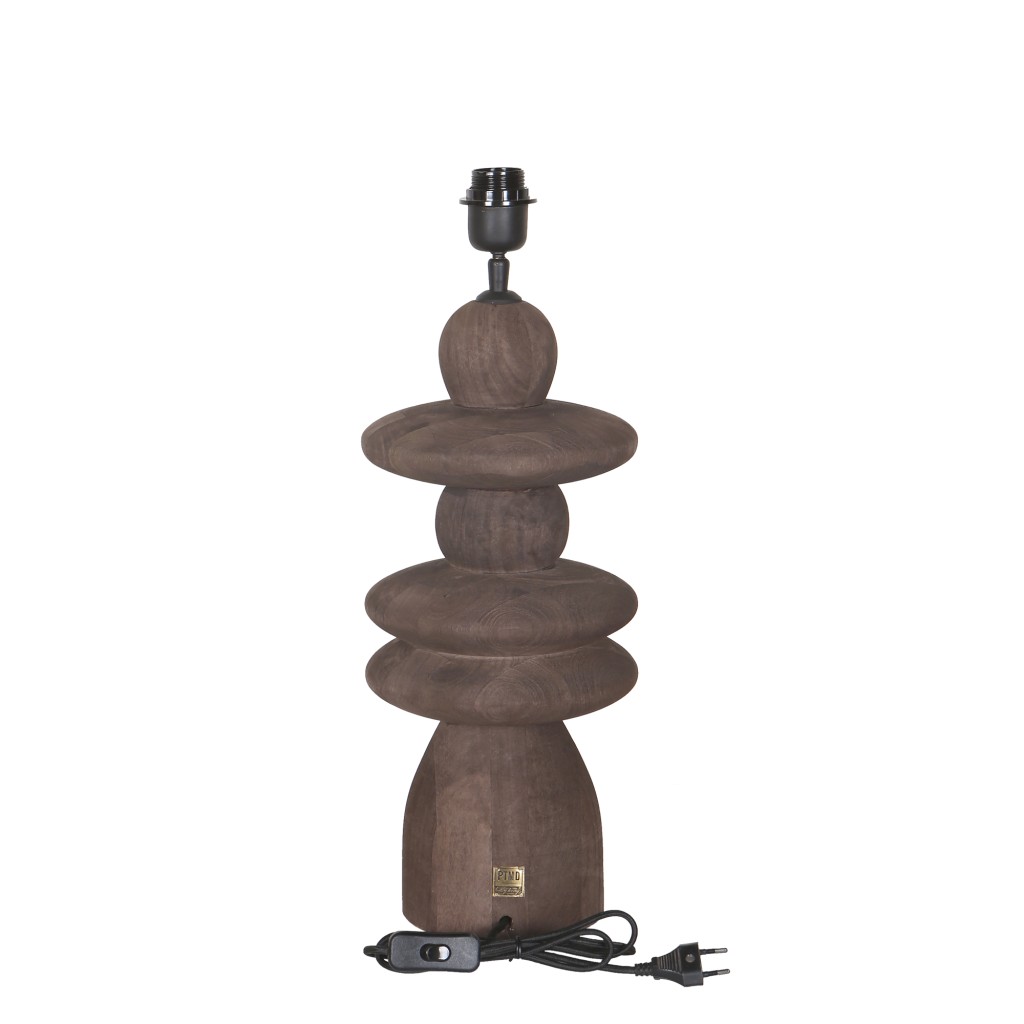 Callain Brown Mango Wood Table Lamp Base Round