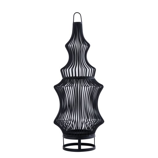 Tobin Black Iron Round Wired Shaped Lantern