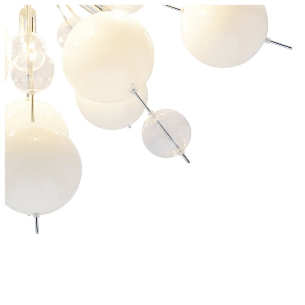 Ceiling lamp "explosion" white made of metal and glass, G9 versions, ceiling lamp for dining room, living room, hallway or office, Ø57 cm