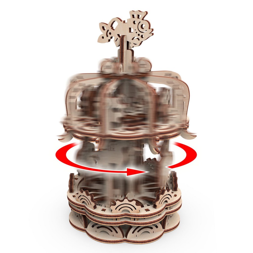 Mr. Playwood 3D Houten Puzzel Carousel klein, 10404, 12,5x12,5x17,5cm.
