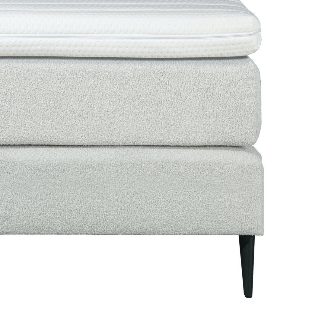 Mörgenn Bouclé Eenpersoons Boxspring Wit 90x200