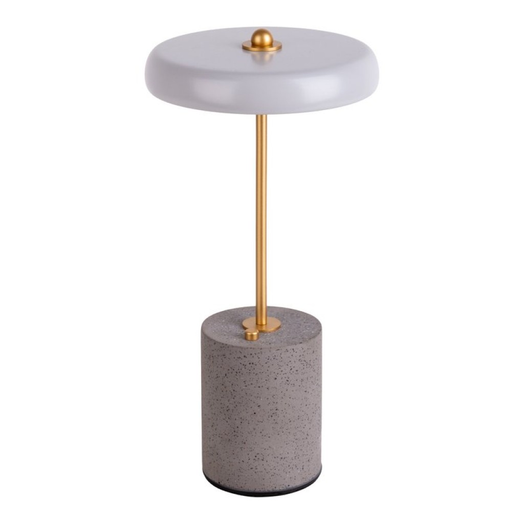 Akku Tischleuchte "SETA" grau 30 cm hoch aus Metall und Beton, mit fest verbauter LED