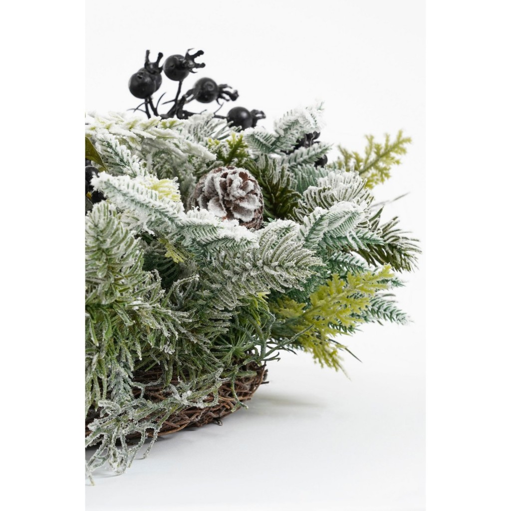 Vesper Kerstkrans met Dennenappels - H13 x Ø50 cm - Zwart