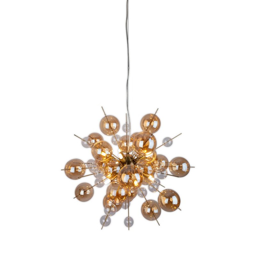 Pendelleuchte "EXPLOSION" amber aus Metall und Glas, G9 Fassungen, Hängelampe für Esszimmer, Wohnzimmer, Diele oder Büro, Hängelampe Øca. 65 cm
