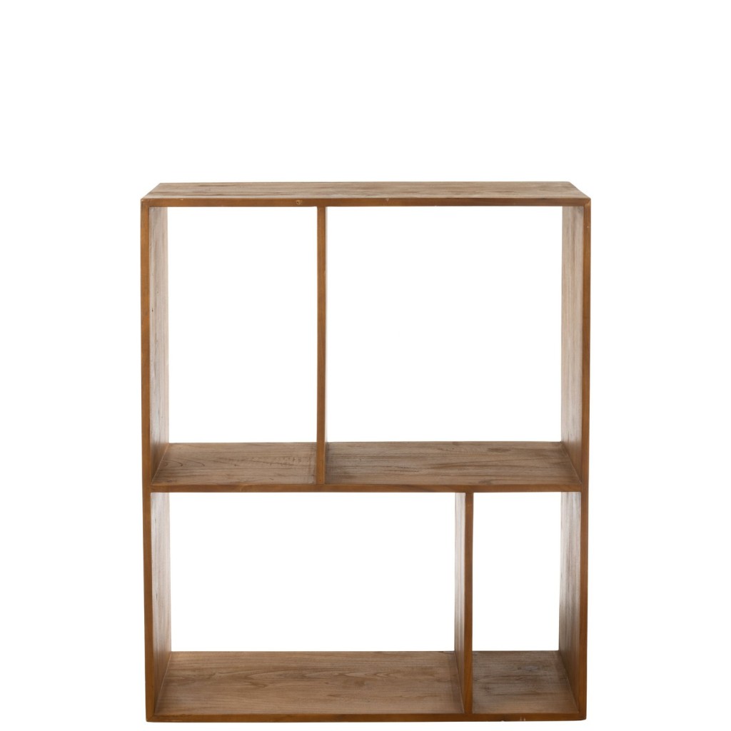 J-Line Wandrek Kubus 4P Hout Bruin