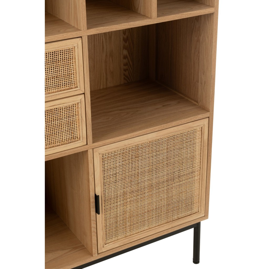 J-Line Kast Vakken Mdf/Metaal Naturel/Zwart