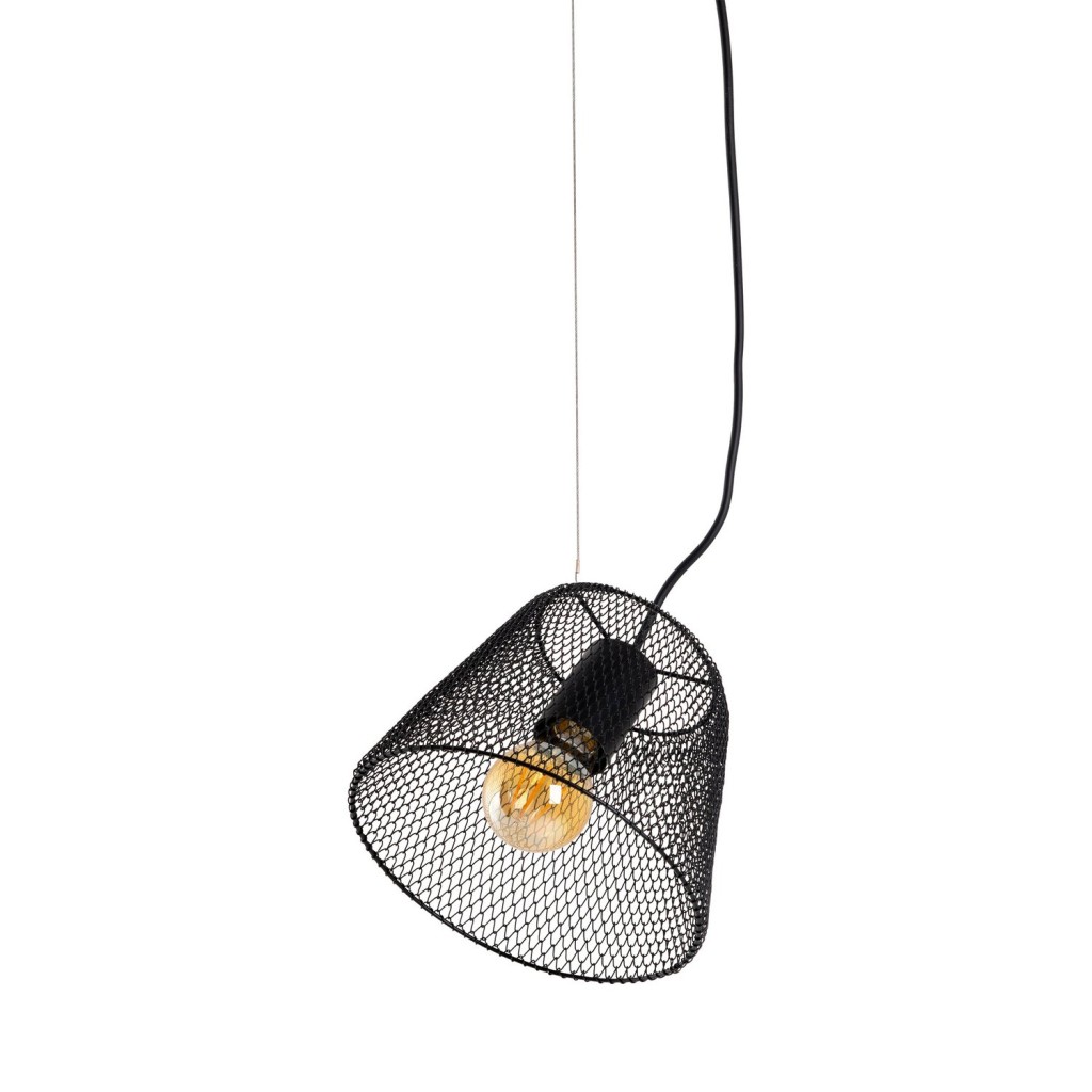 Hanger Lamp "Korie", metalen hanglamp in het zwart, met E27 -aansluiting, Ø20cm, voor woonkamer en kantoor.