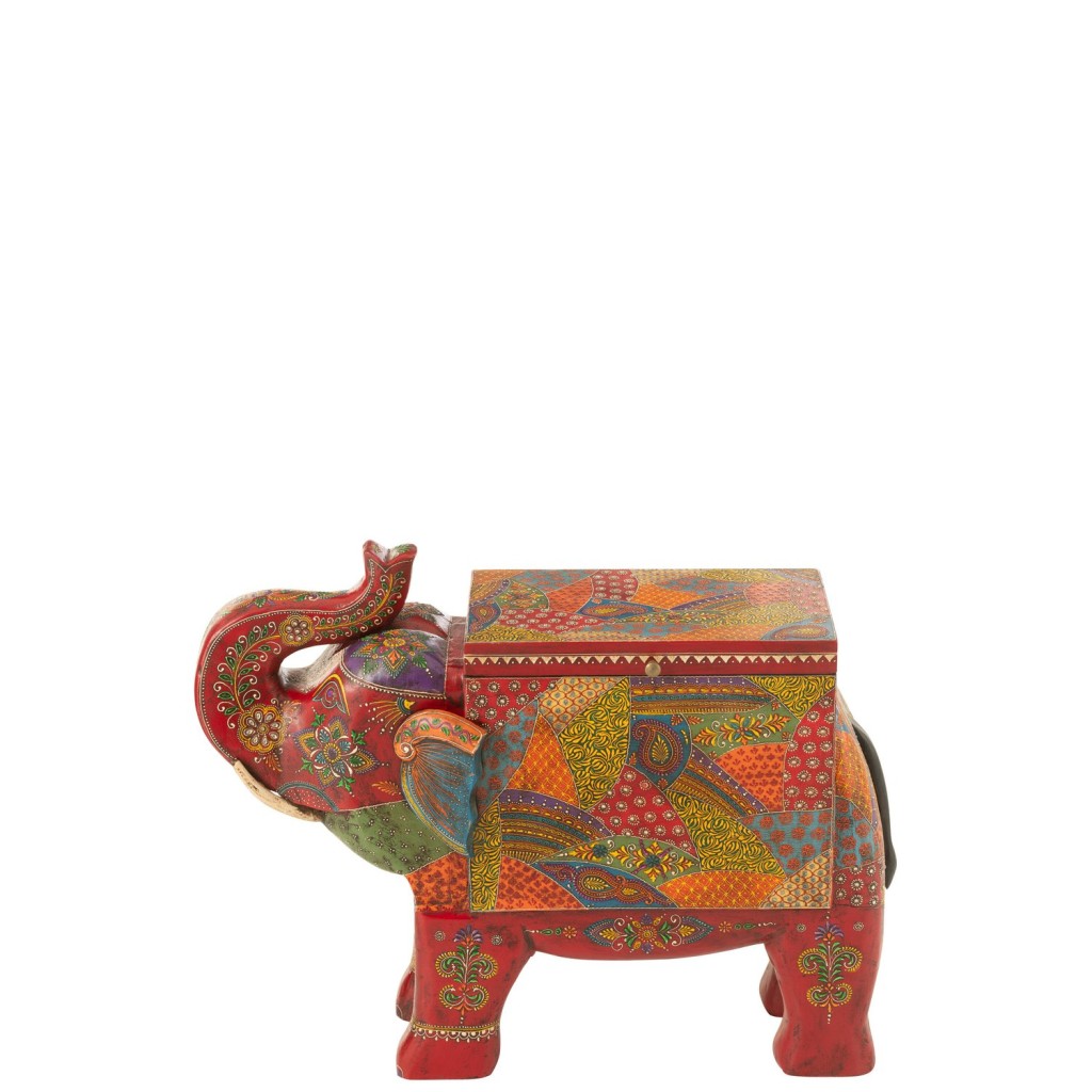J-Line Koffer Olifant Delhi Mango Hout Mix