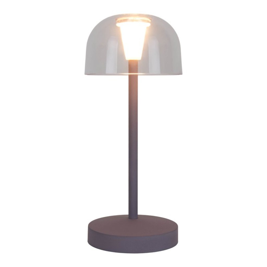 2-er Set LED battery table light "Gomba" for outside and inside, made of metal and plastic in blackberry, 18.5 cm high