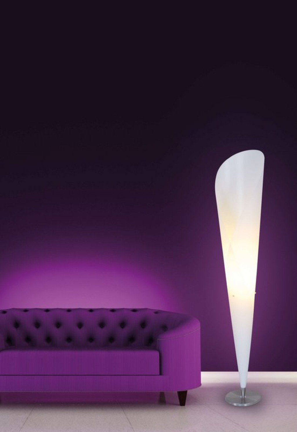 Standing lamp "Tulip" made of metal and white plastic, E27 socket, lighting for living room, dining room or office