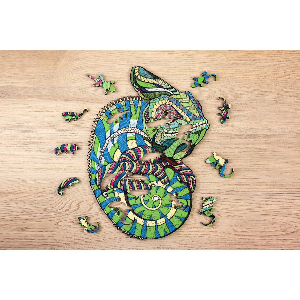 Eco Wood Art (EWA) Houten Legpuzzel Kameleon/ Chameleon size S, 1867, 26x19,6x0,5cm
