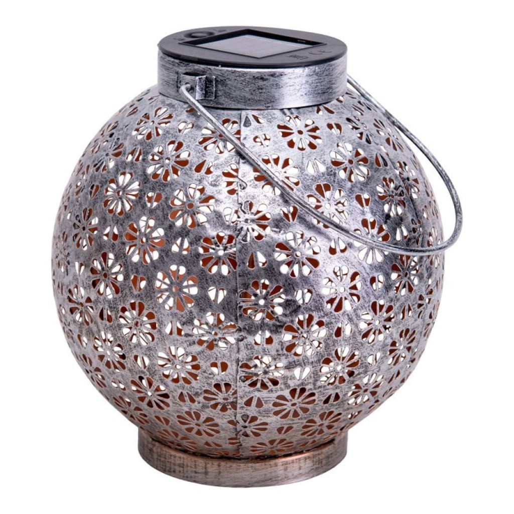 2 Set LED decoration solar light Ø 18 cm outside decoration made of metal in silver with integrated LEDs
