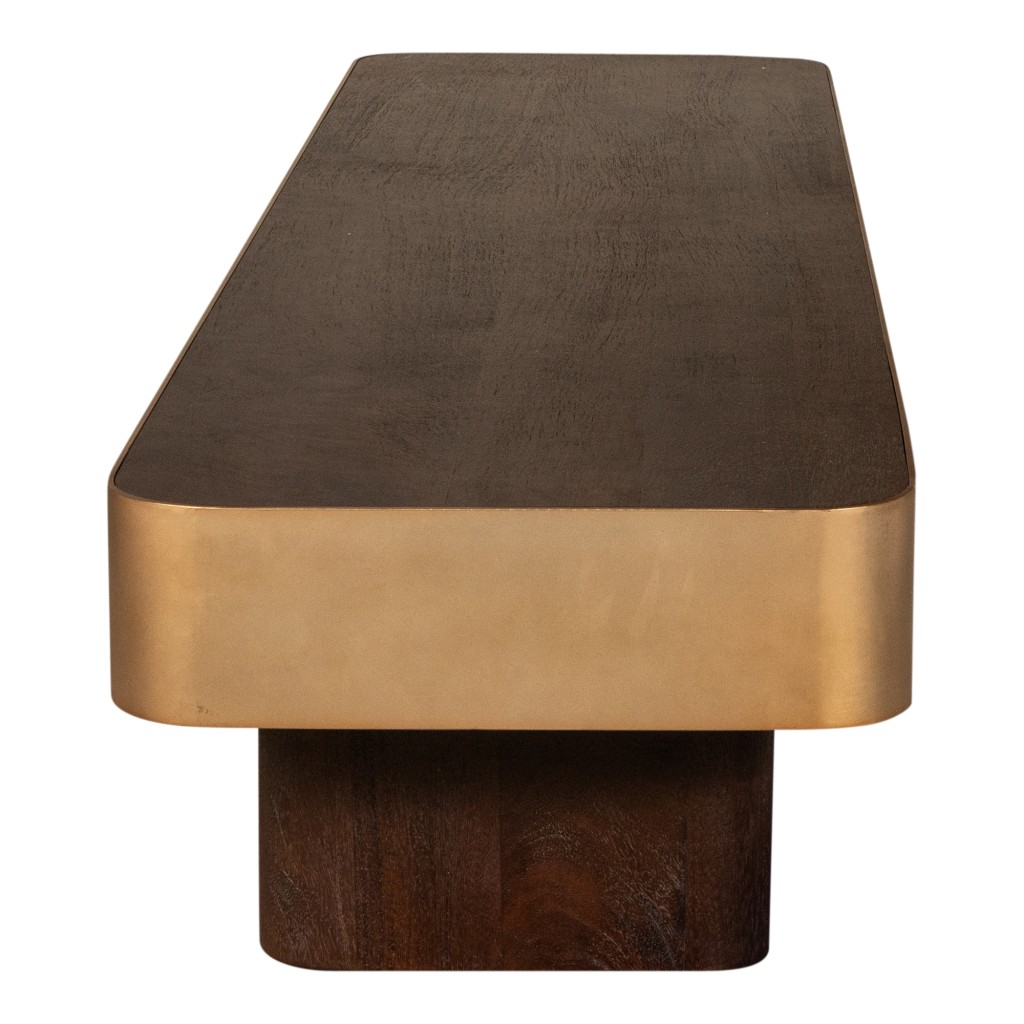 Warren Coffee Table 180x45x31 Brown Wood Gold Mtl