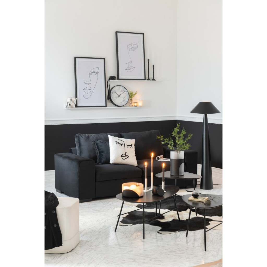 J-Line tapijt Koeienvel - leer - zwart/wit
