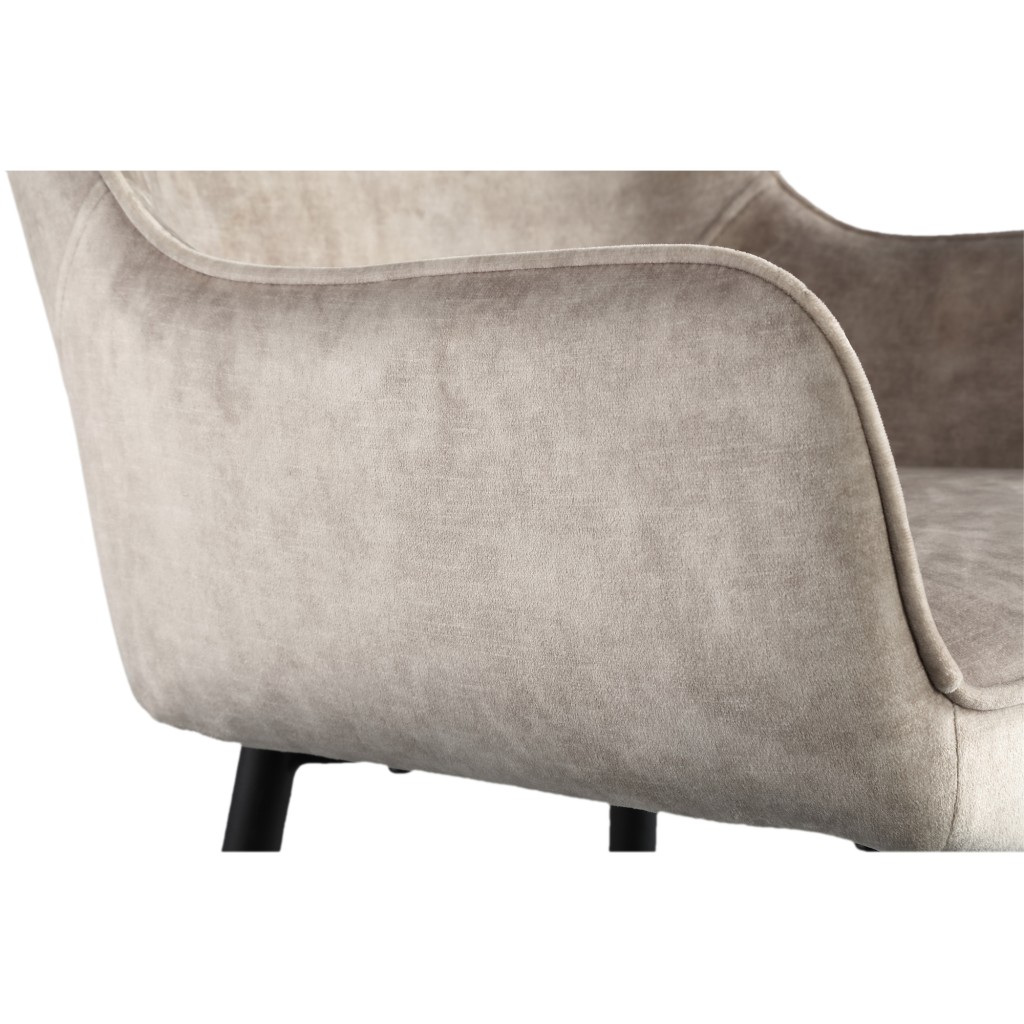 Fal LOW Velvet Khaki Bar Stool Black Metal Leg KD