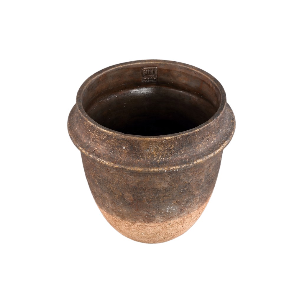 Christenee Grey Half Brown Cement Round Pot Big S