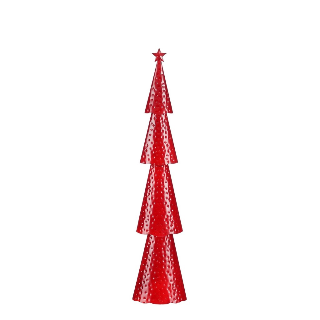 Decoratie Kerstboom - L15 x B8 x H68 cm - IJzer - Rood