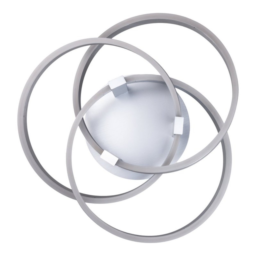 Smart Home LED ceiling light "Divora" Ø 58cm, ceiling lamp made of metal, aluminum brushed and white plastic, with many functions, firmly built -in LEDs, lighting for living room, dining room office or hallway