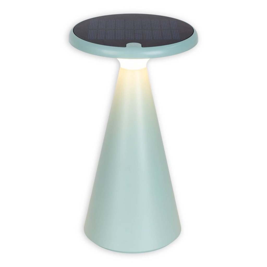 Solar battery table lamp "Palu" for outside and inside, made of plastic in green, 20 cm high