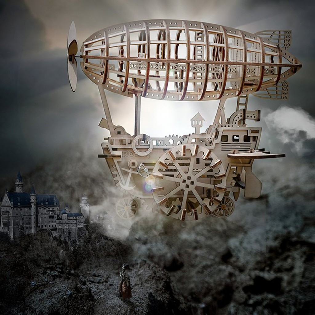 Wooden Puzzle 3D Airship, Robotime, LK702, 30x21.5x25cm.