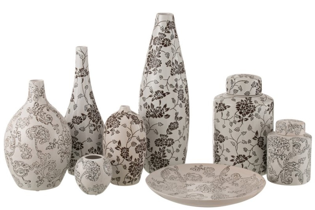 J -Line Vase Zen - Porcelain - White/Black - 53 cm high