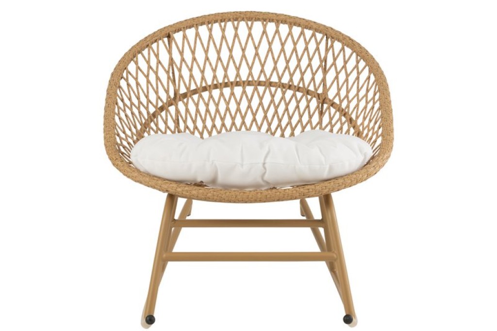 J-Line rocking chair + cushion Zayo - metal/wicker - beige