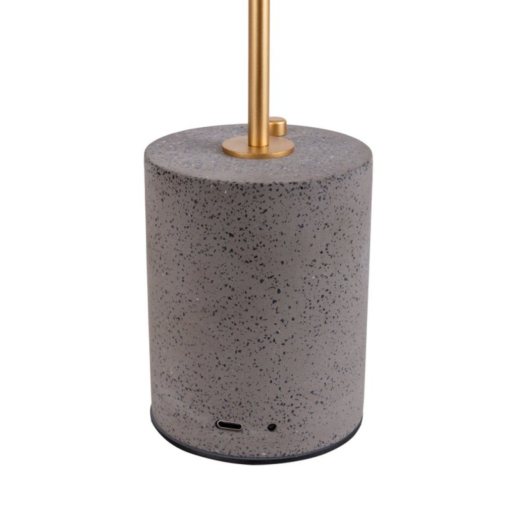 Akku Tischleuchte "SETA" schwarz 30 cm hoch aus Metall und Beton, mit fest verbauter LED
